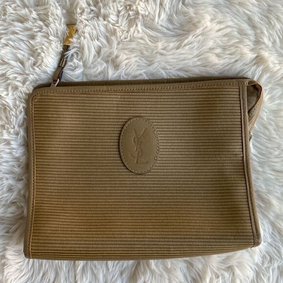 YSL Vintage PVC Leather Clutch Puch Handbag